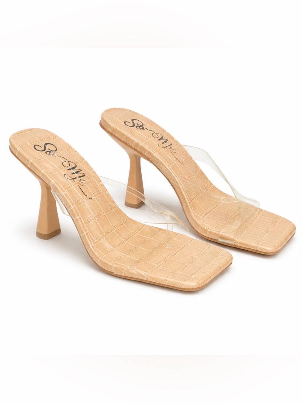 🖤So Me y2k Clear Straps Beige Croc-Patterned Heels